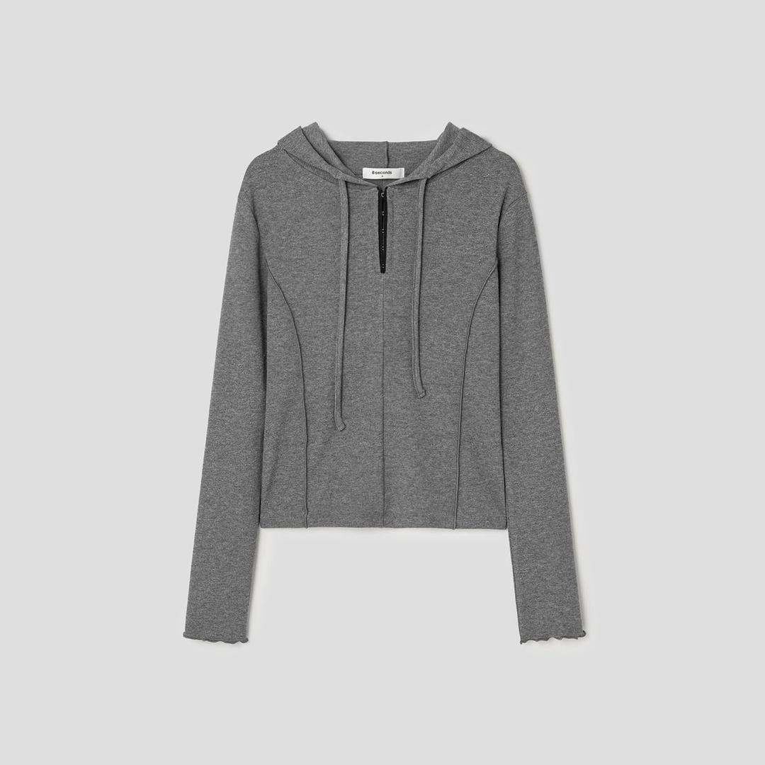 여성 [UNI8] 후드 긴팔티  애쉬 (165241CQ14)