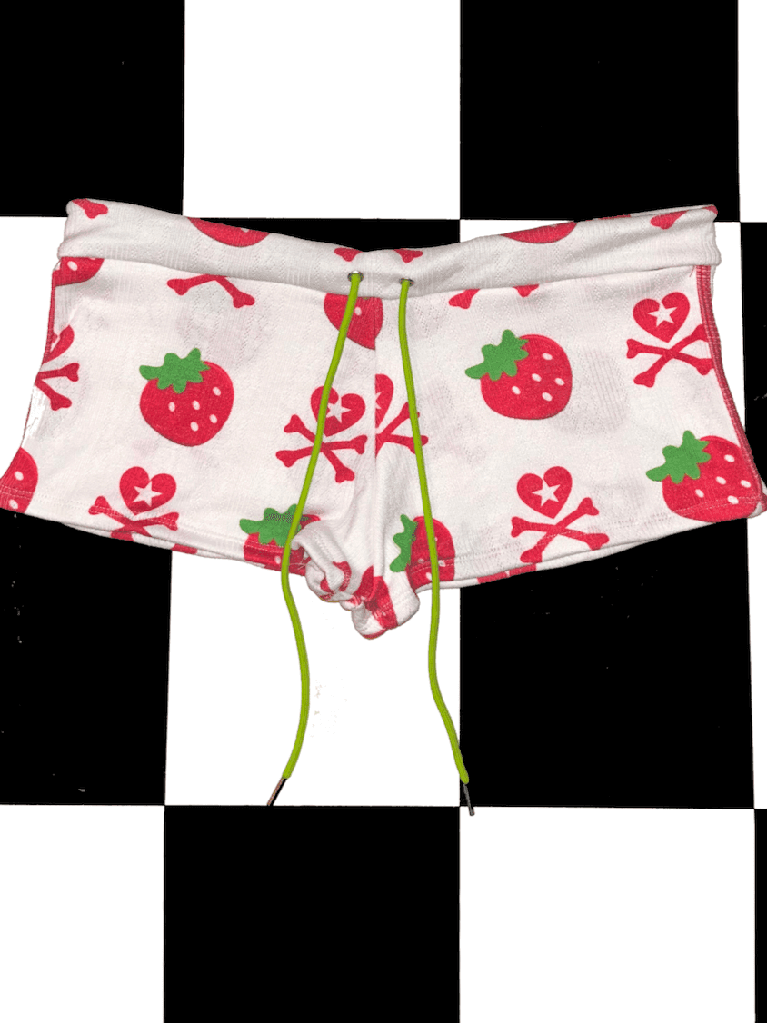 BERRY SKULL POINTELLE SHORT IN WHITE