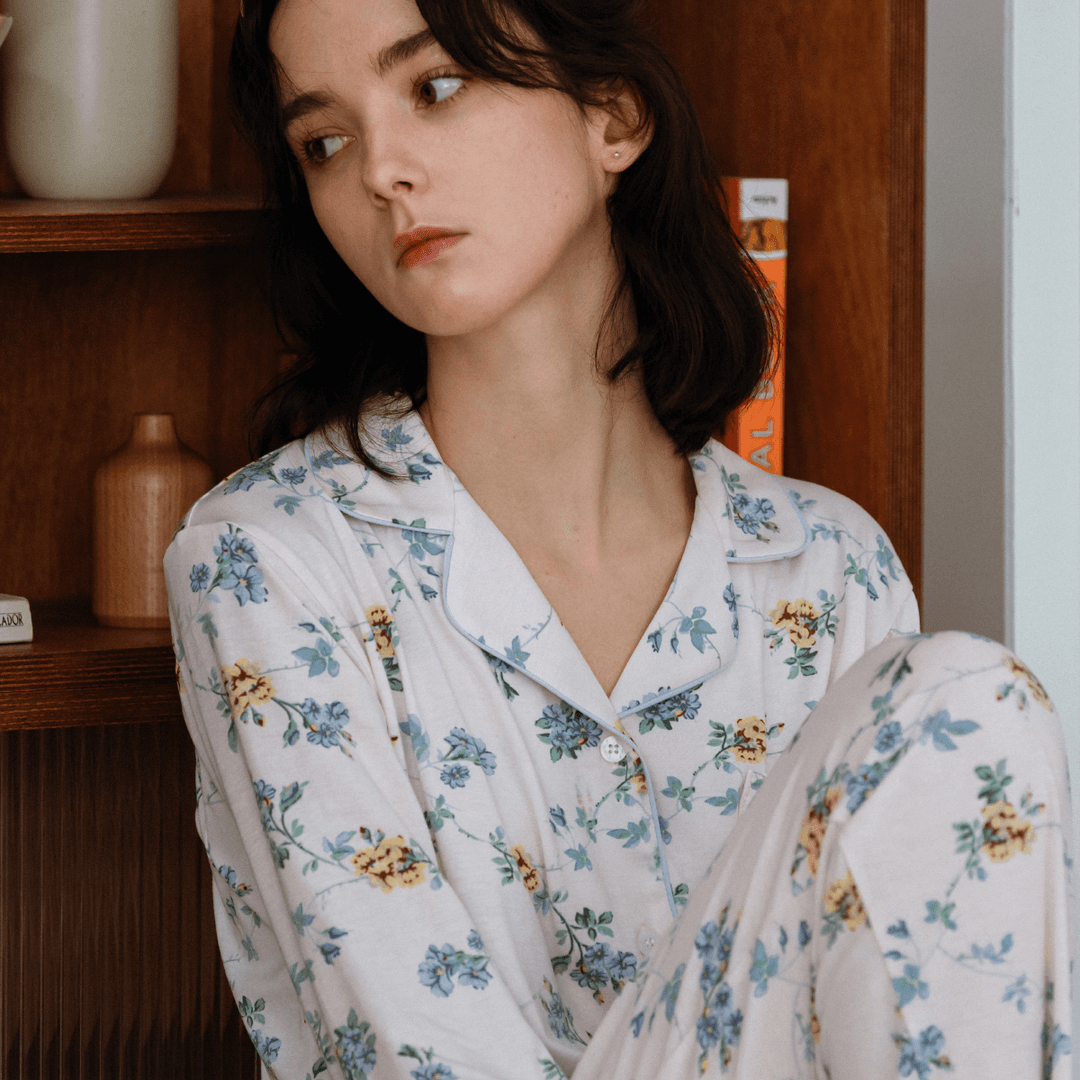 마이크로모달 라일락 긴팔 파자마 - Cream