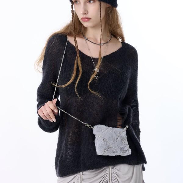 FUR ROSY MINI BAG_GREY (XANADU)