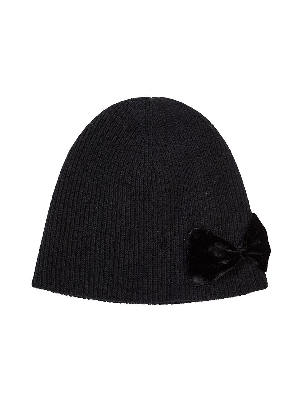 RIBBON LOGO KNIT BEANIE_black