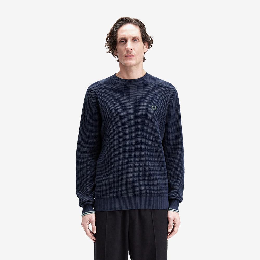 [Sharp] 와플 스티치 니트 - 다크 에이포스 - 프레드페리