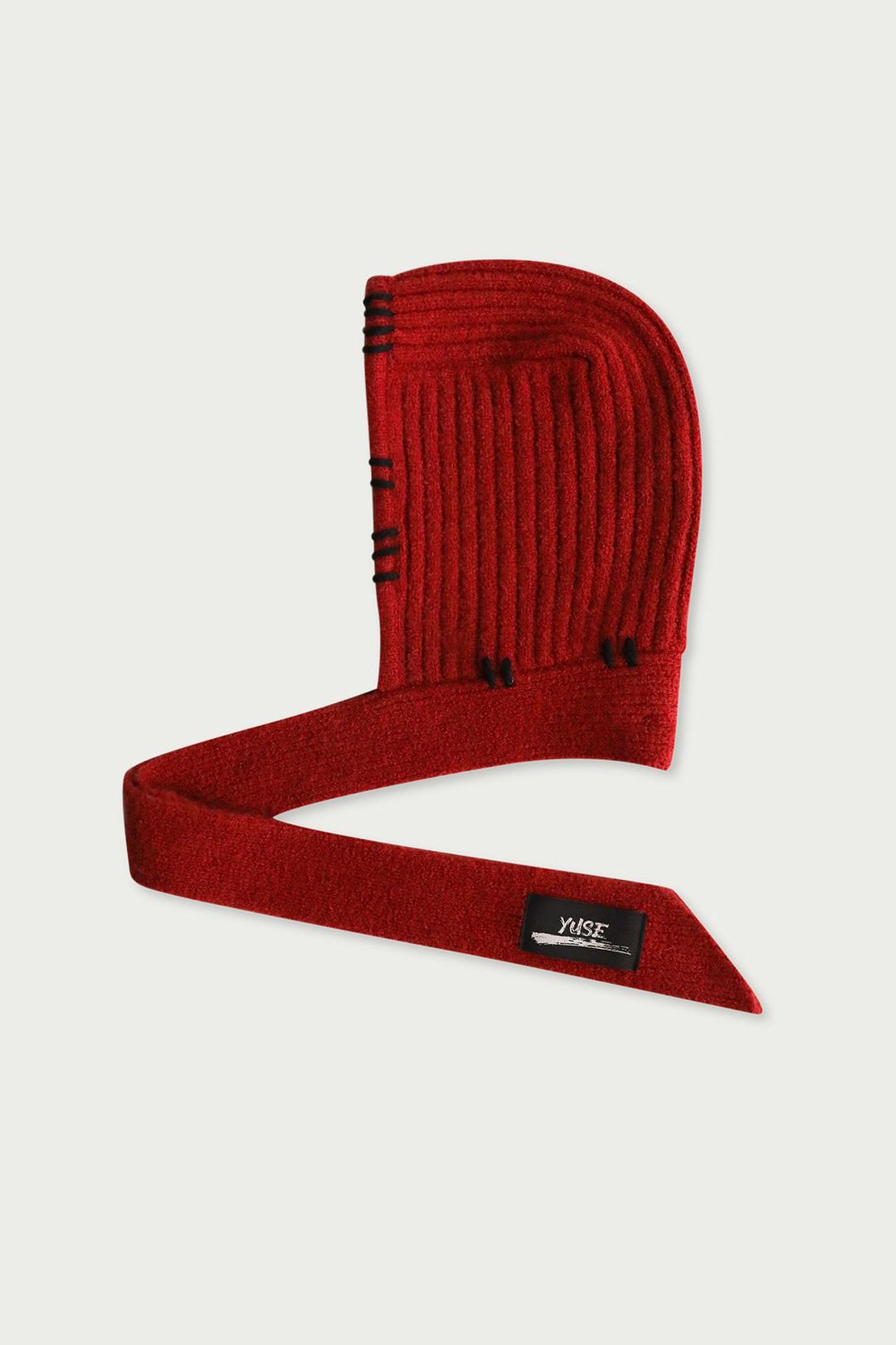 STITCH POINT MUFFLER KNIT BALACLAVA - RED
