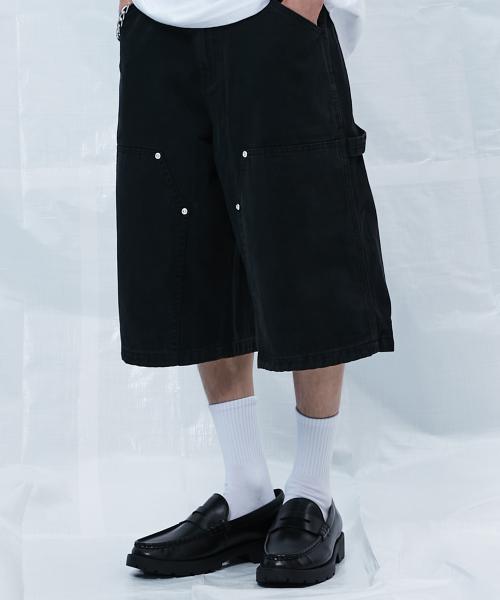 더블니 카펜터 데님 숏 팬츠 [BLACK]