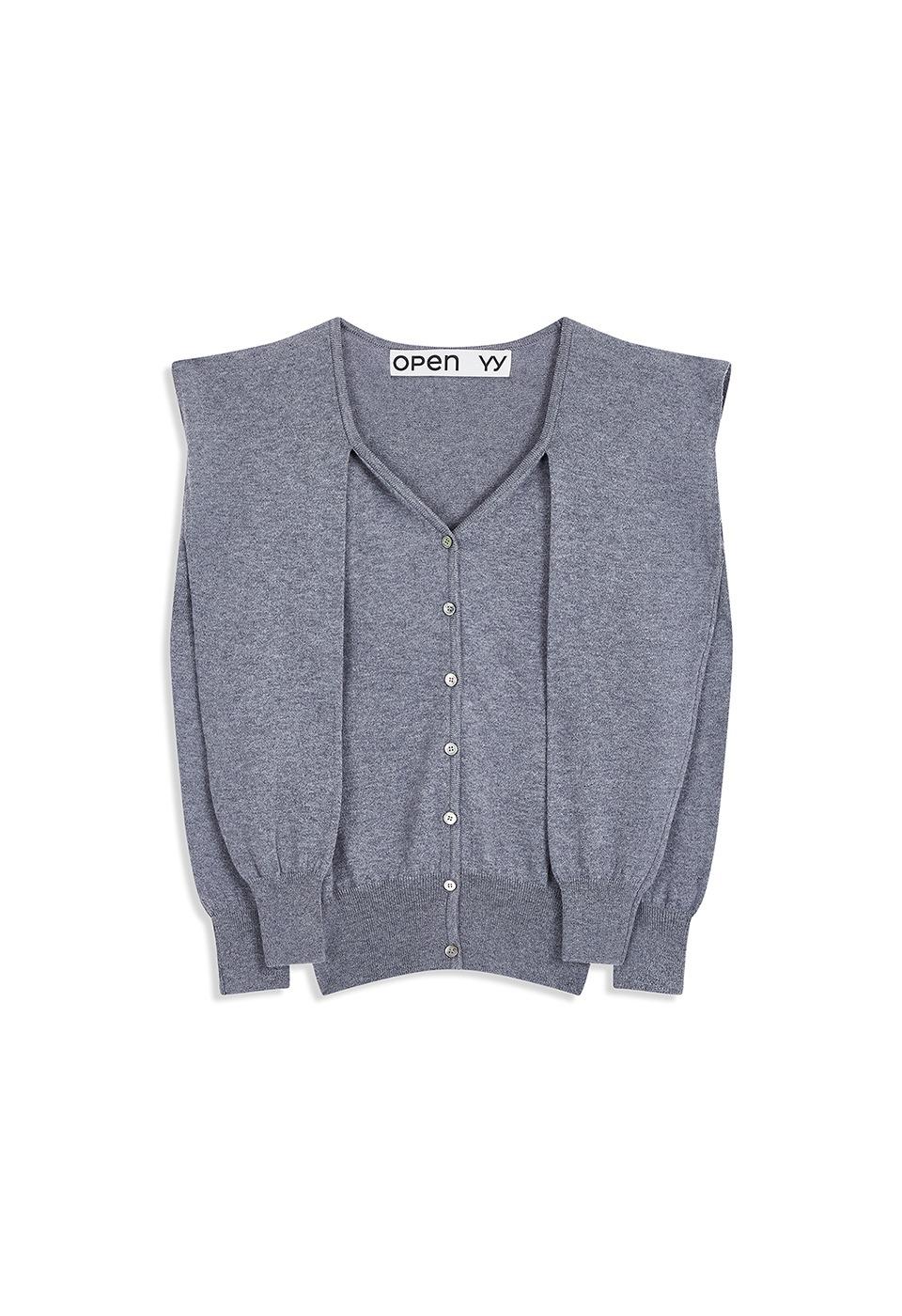SLEEVE LAYERED CARDIGAN, GRAY