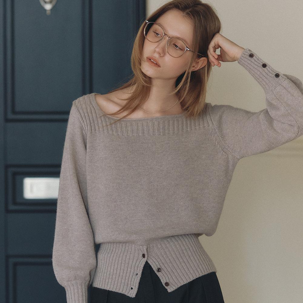 comos 1266 square-neck button knit (pink gray)