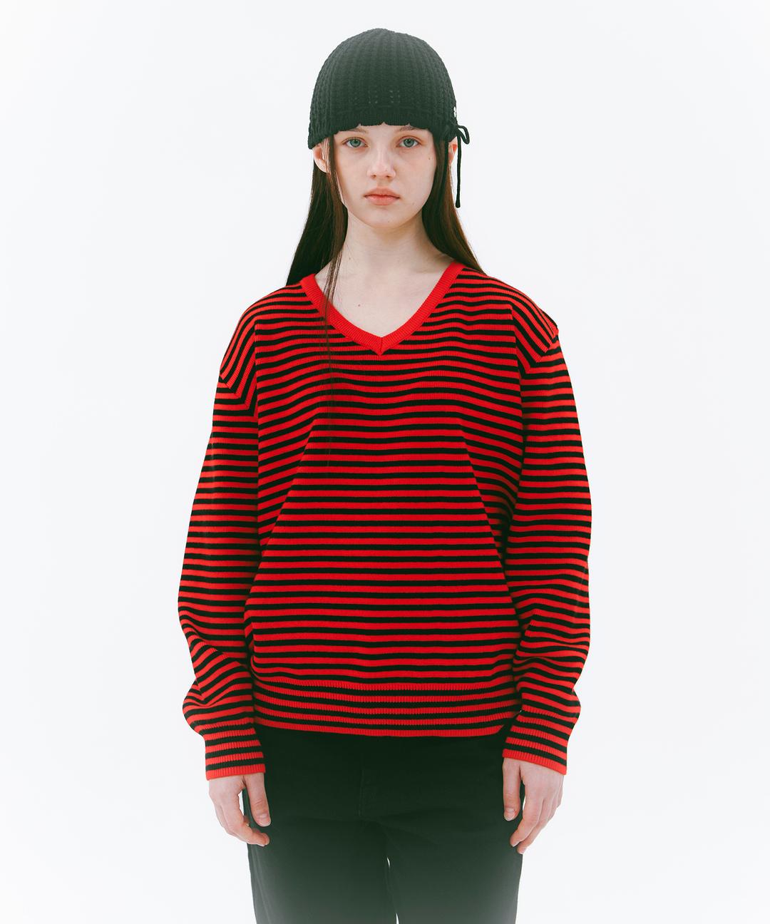 Whiff V-Neck Knit_Red