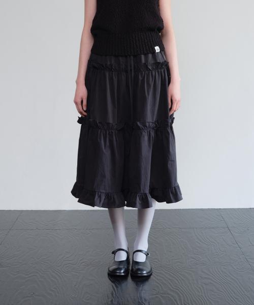 프릴 티어드 스커트_Black