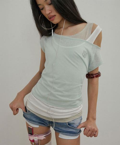 Lazy Sleeveless Layered Tee Mint