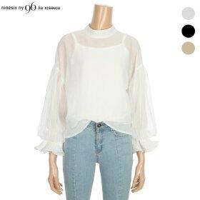 [나인식스뉴욕] 이너 세트 하프넥 시스루 블라우스 (NO7SH048M0)