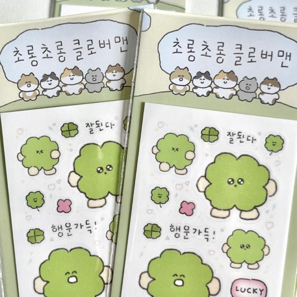 덩이나라 초롱초롱클로버맨 씰스티커