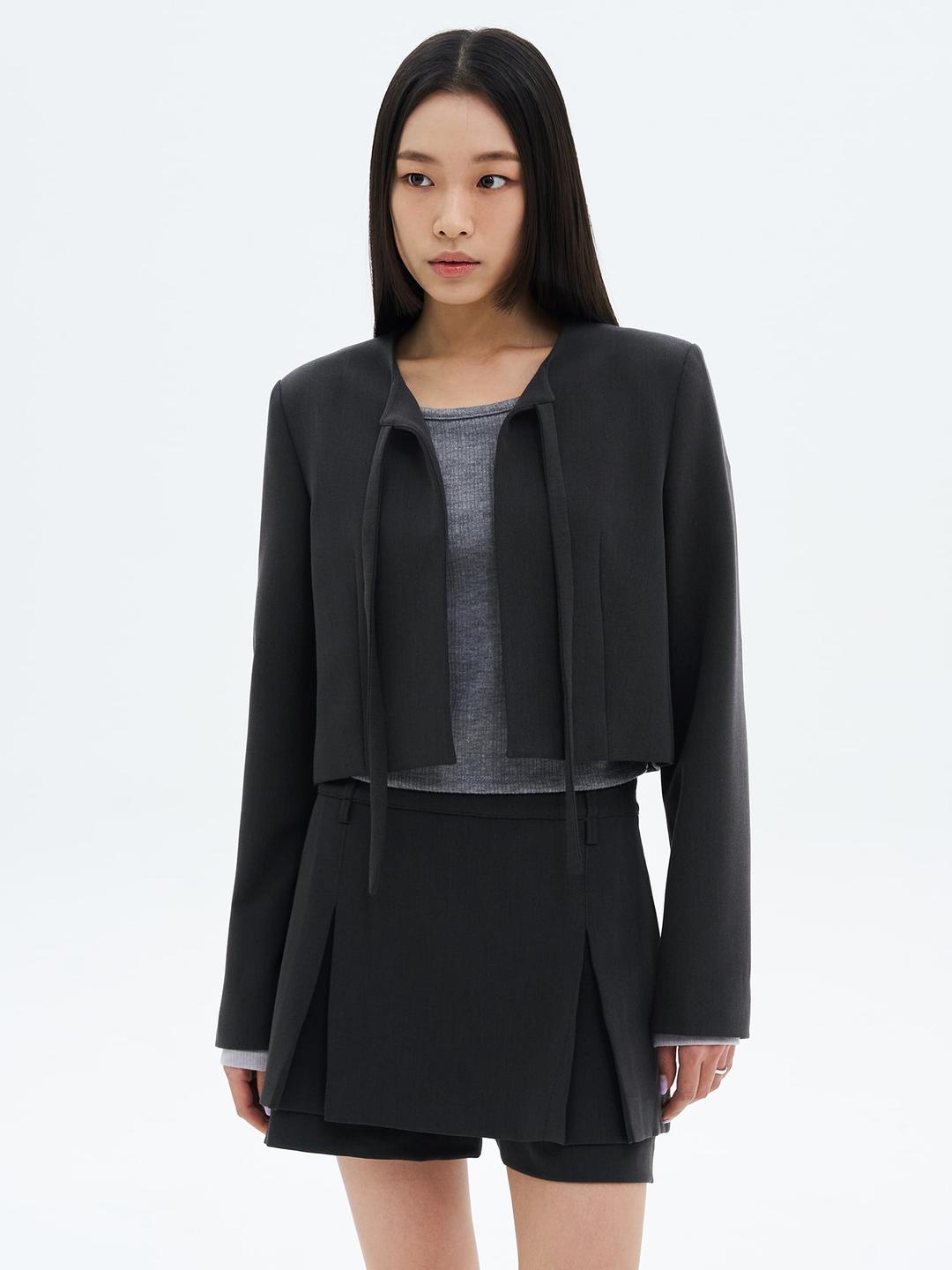 스트링 긴팔자켓 - 애쉬