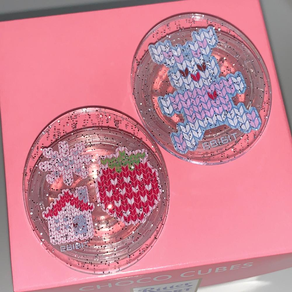 Glitter ACRIYLIC tok (Strawberry Village,  Rabbit knit) 글리터 니트톡 (딸기마을, 니트토끼)