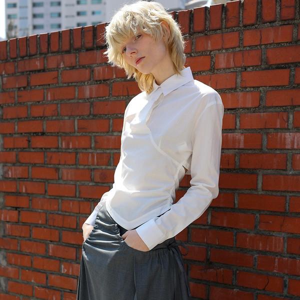 Long Sleeve Necktie Shirt - Natural White