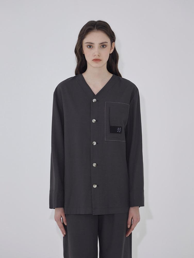 AUBE BLANCHE PAJAMA LONG SHIRTS_CHARCOAL