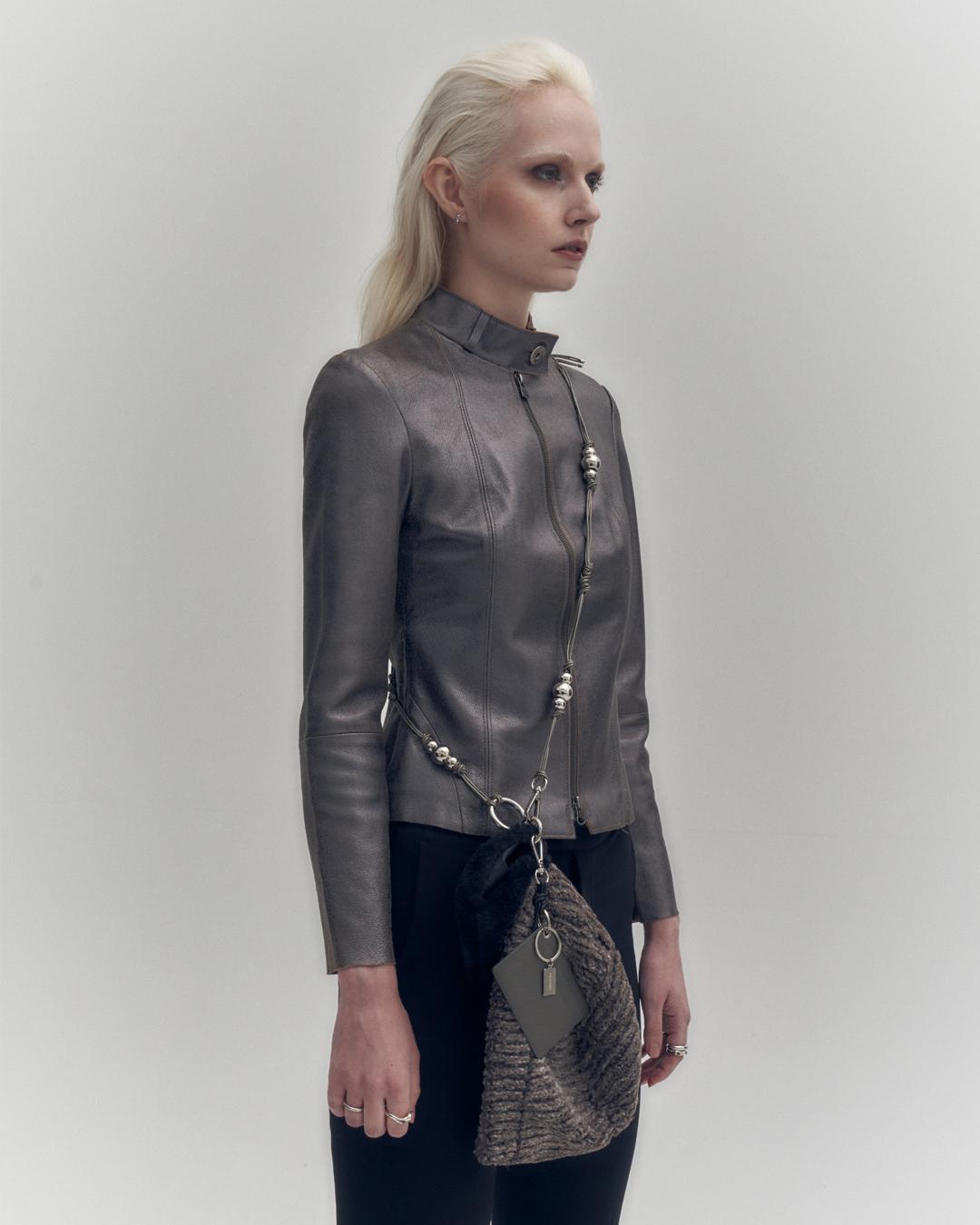 HANDMADE LEATHER METAL BALL STRAPS (SILVER)