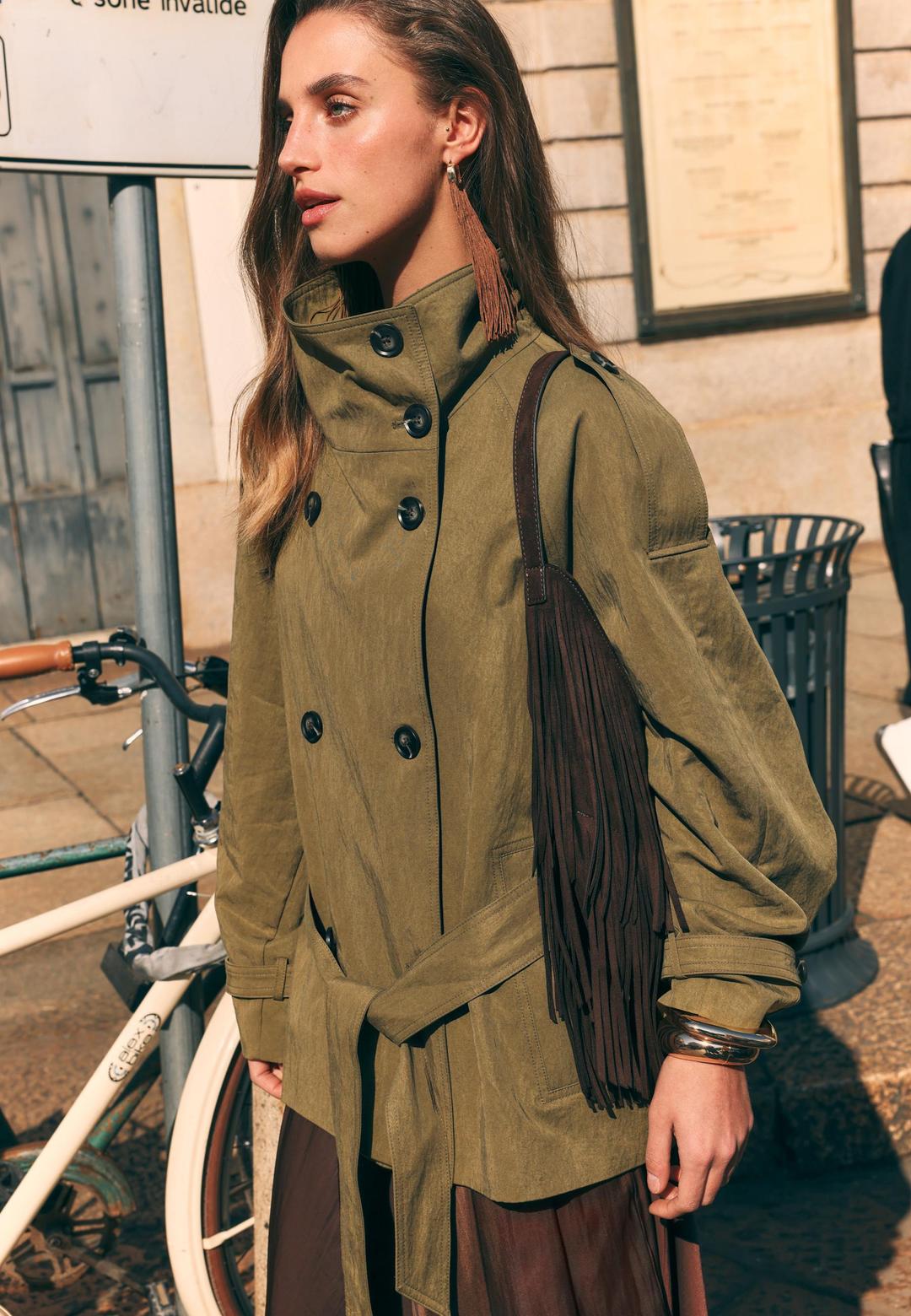Short high neck trench coat