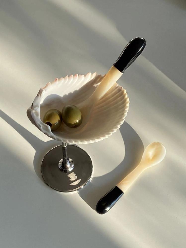 빈티지 shell 자개 커피 티 디저트 스푼