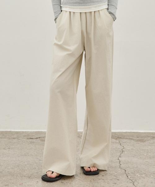 Nylon Wide Banding Pants_3Color