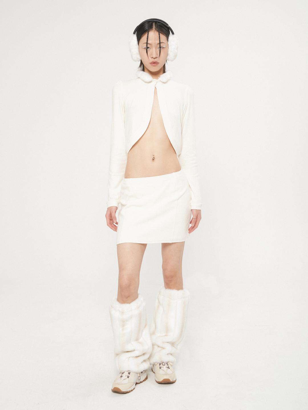 ANGORA MINI SKIRT, IVORY