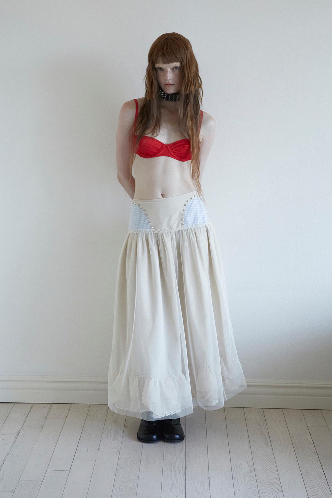 [2nd restock] STUD CHECK TULLE SKIRT