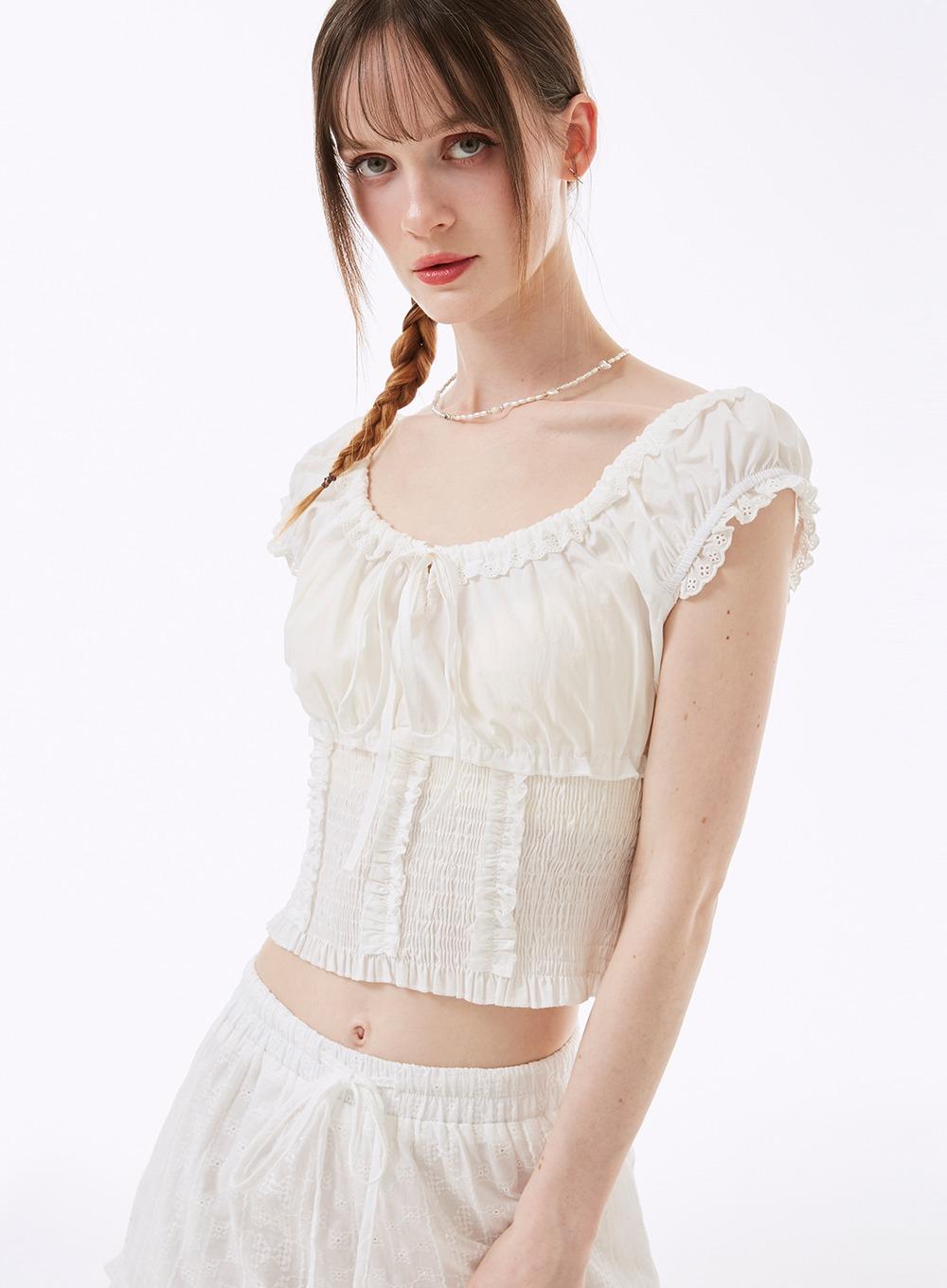 무엘 레이스 퍼프 블라우스