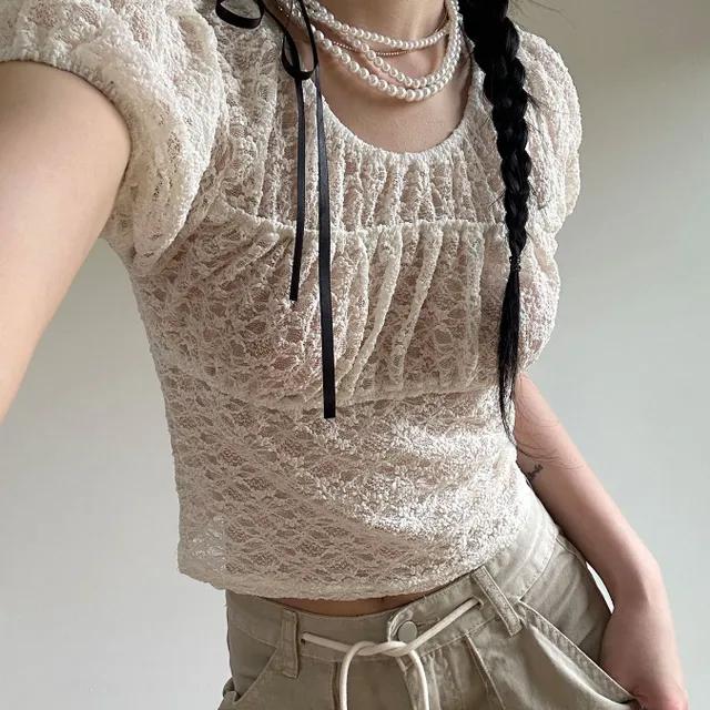 lace pufff top (3color)