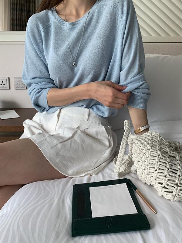 핀르 [3천장판매] 리어 린넨 레글런 니트 / 4color