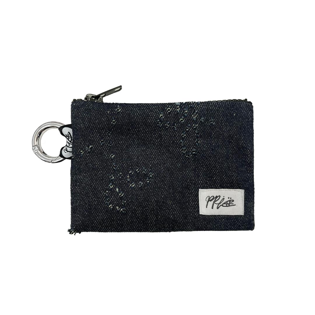 flower denim wallet