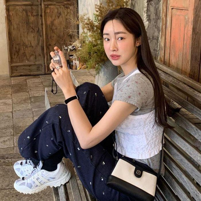 town bag (mini-cross) - herringbone ivory