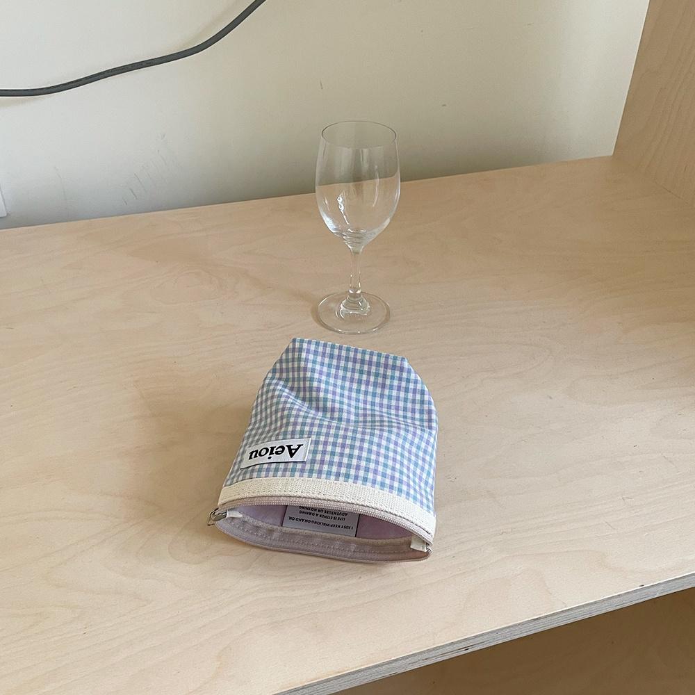 Aeiou Basic Pouch (M size) (M size) Melody Purple Blue Check
