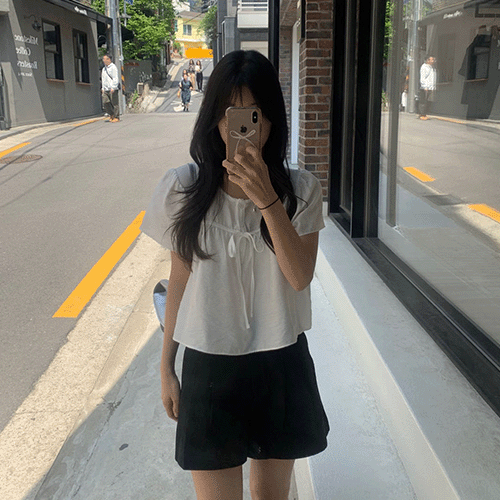 오브던 *당일배송* 마리 리본 블라우스 (쿨/퍼프/군살커버)