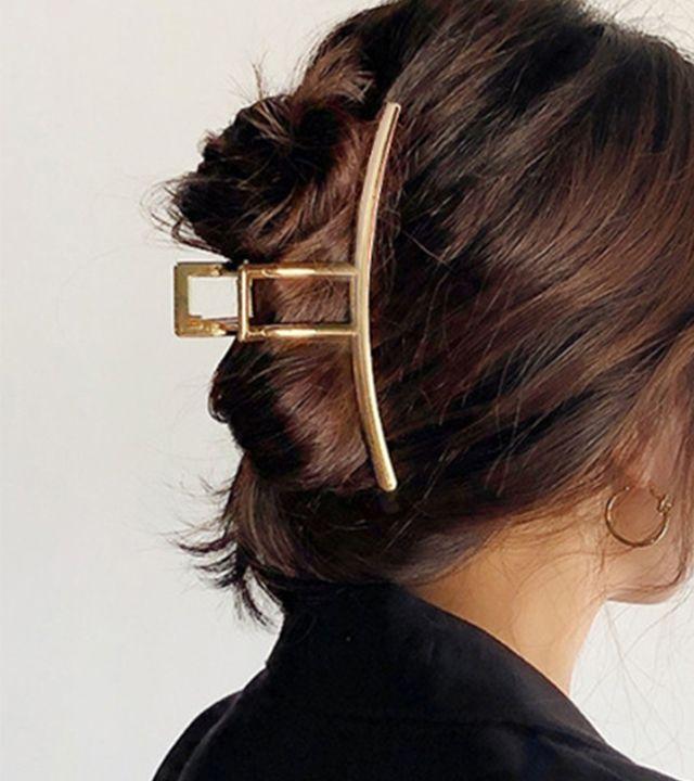 [1+1할인/당일출고] 메탈 일자 집게핀 올림머리 긴머리 반묶음 고급 헤어핀 빅사이즈 집게핀 세트 심플 베이직 숱많은 데일리핀