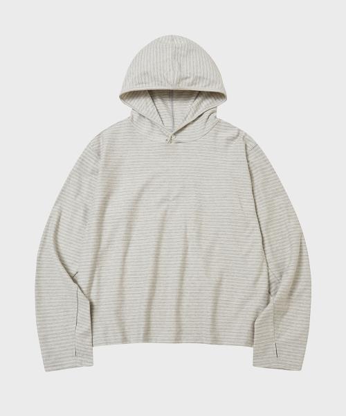멀티 스트라이프 후드 롱슬리브 [크림그레이]