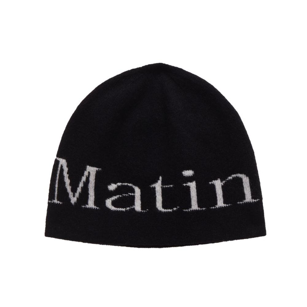 MATIN KIM Logo Jacquard Short Beanie In "Black\"