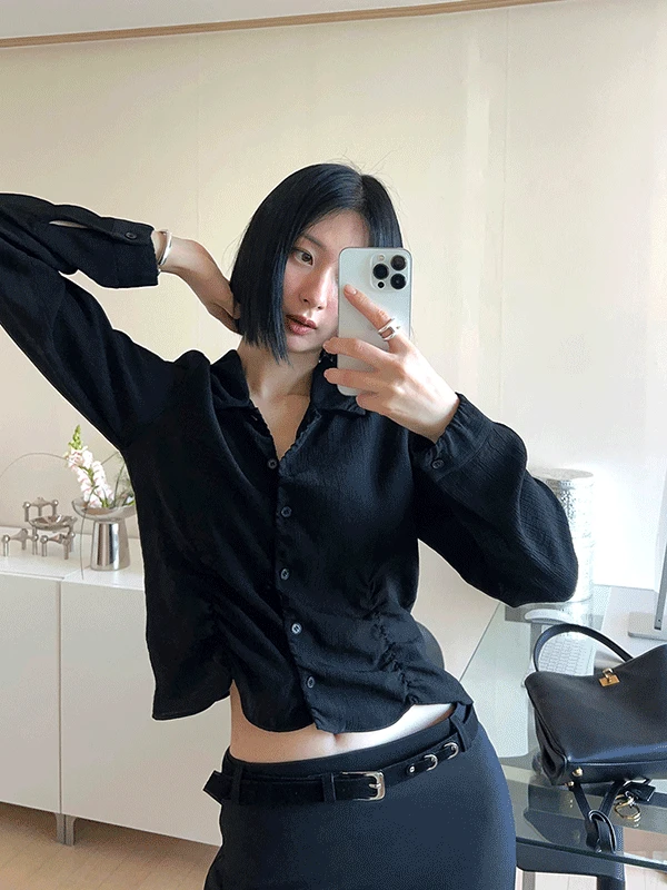 Wrinkle shirring blouse
