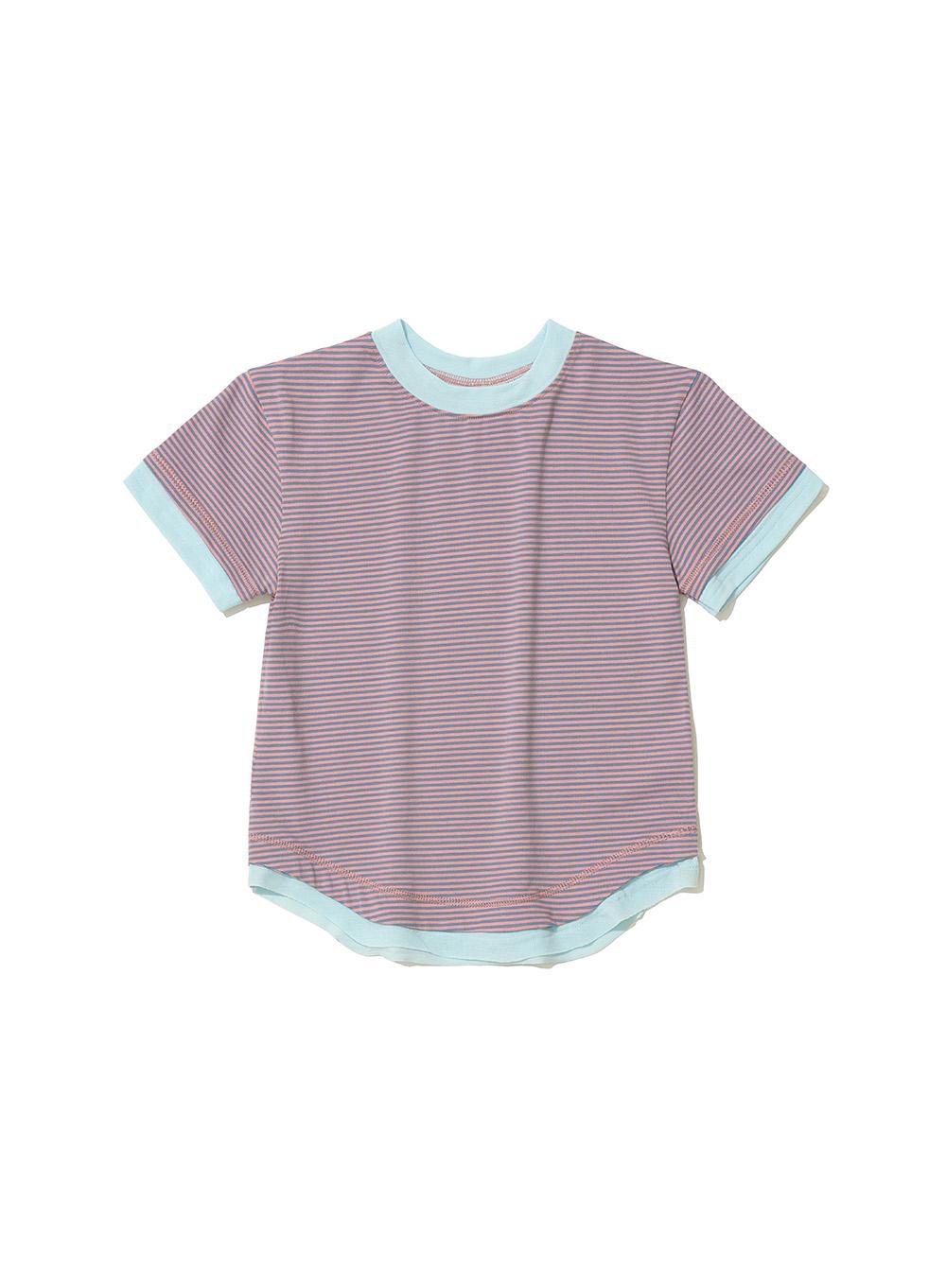 [WOMEN] STRIPE DOUBLE LAYERED SHORT SLEEVE TEE_PINK
