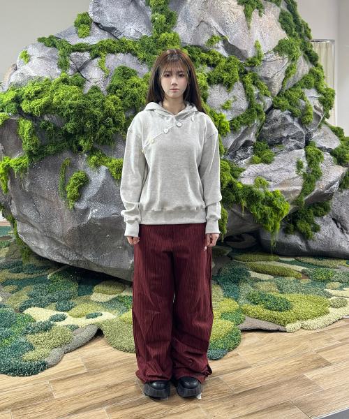 오디피기X탄산 와플 버튼 후드티 아이보리