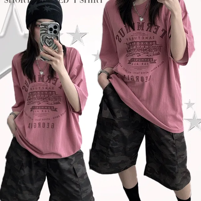 1+1할인[피그먼트/루즈핏] 테르미누스 라운드 반팔티