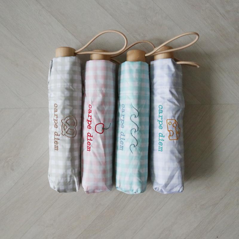 체크 자수 UV차단 암막3단 20대 양산 우산 우양산 (4color)