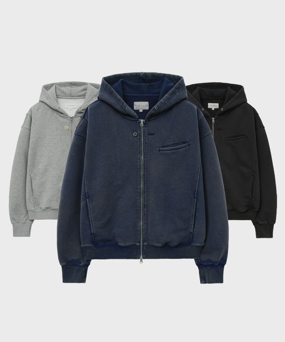 Button-hole Washing Hood Zip-Up : 4color