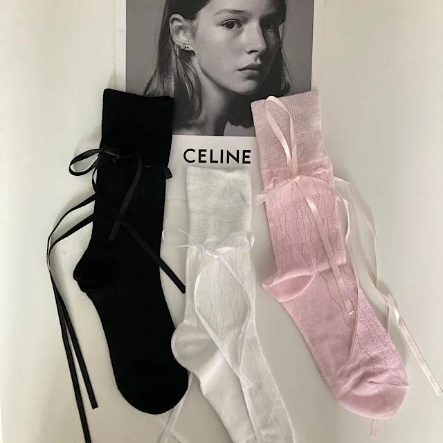 프렌치 리본 스카시 양말 (3컬러)