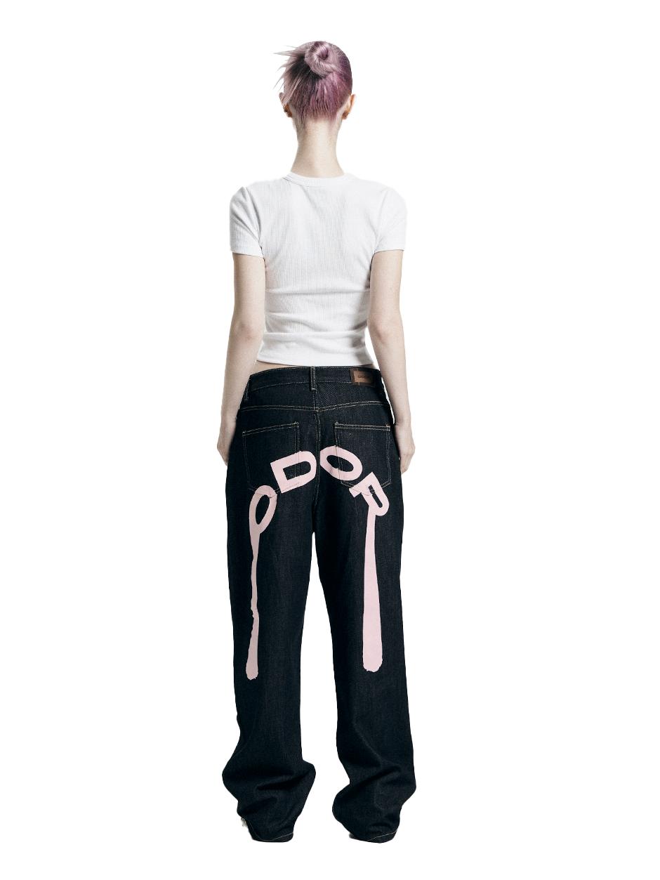 Logo drop denim in pink