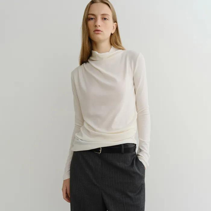 WOOL SHIRRING TOP (IVORY)