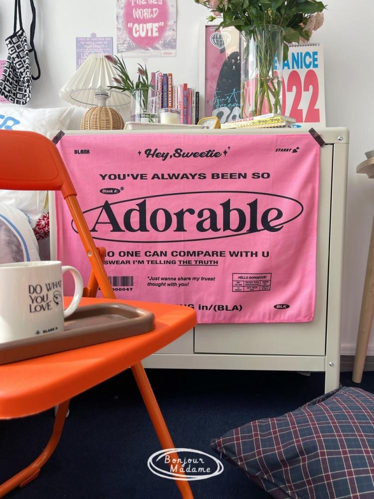 봉주르마담 레터링 패브릭 포스터 인테리어 가림천