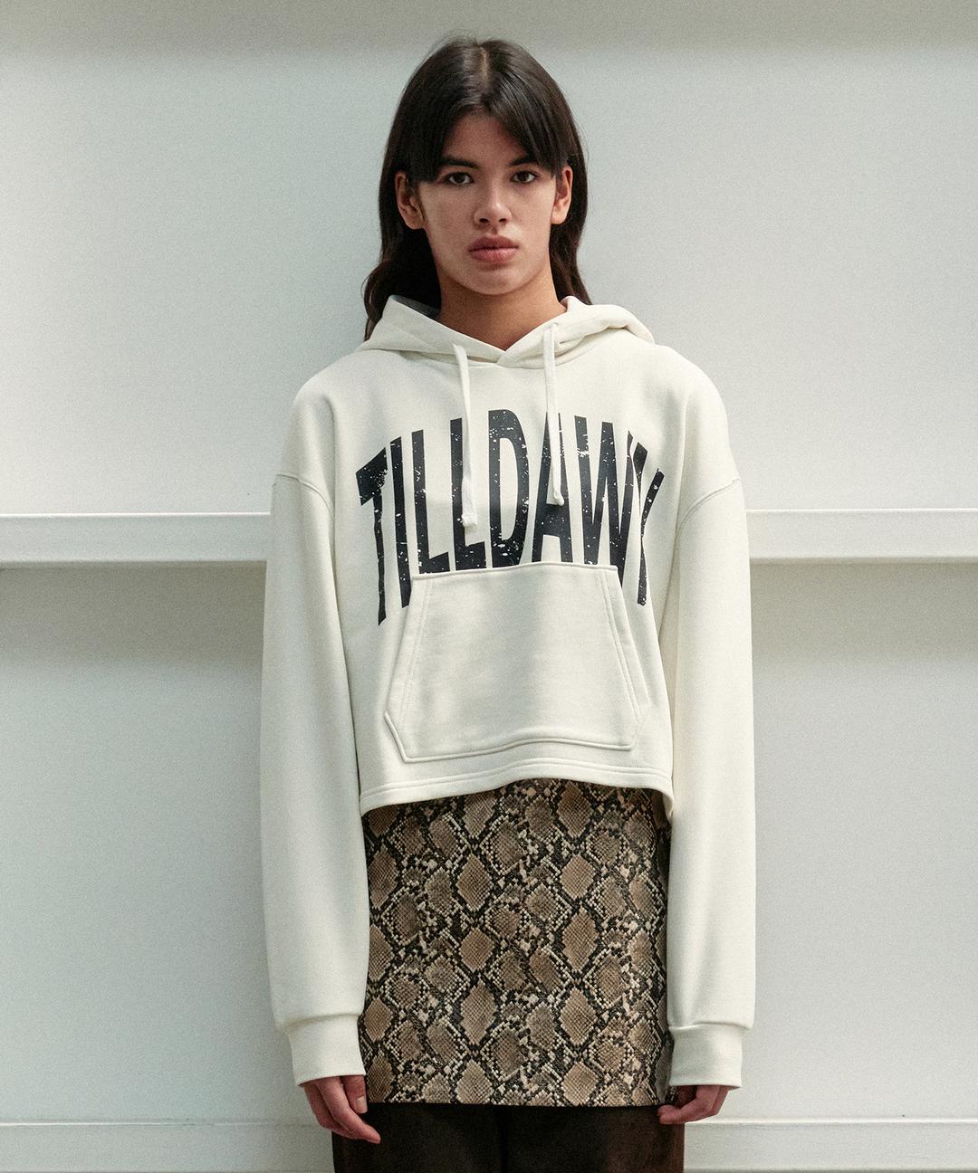 OVER-TYPO CROPPED HOODIE off white