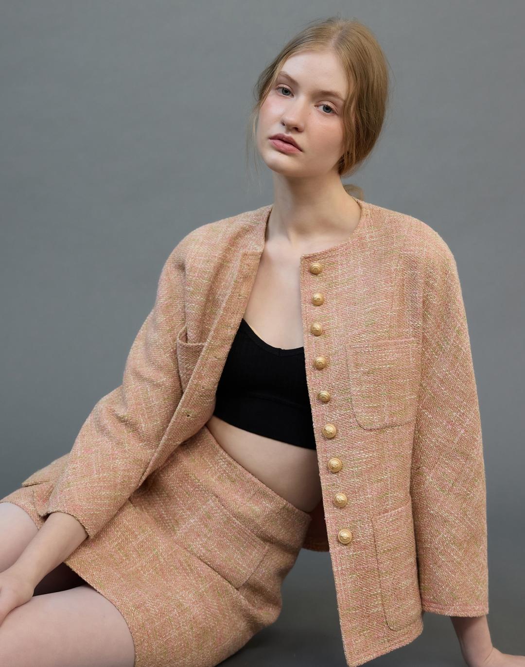 [24SS] Peony Volume Tweed Jacket [Multi Pink]