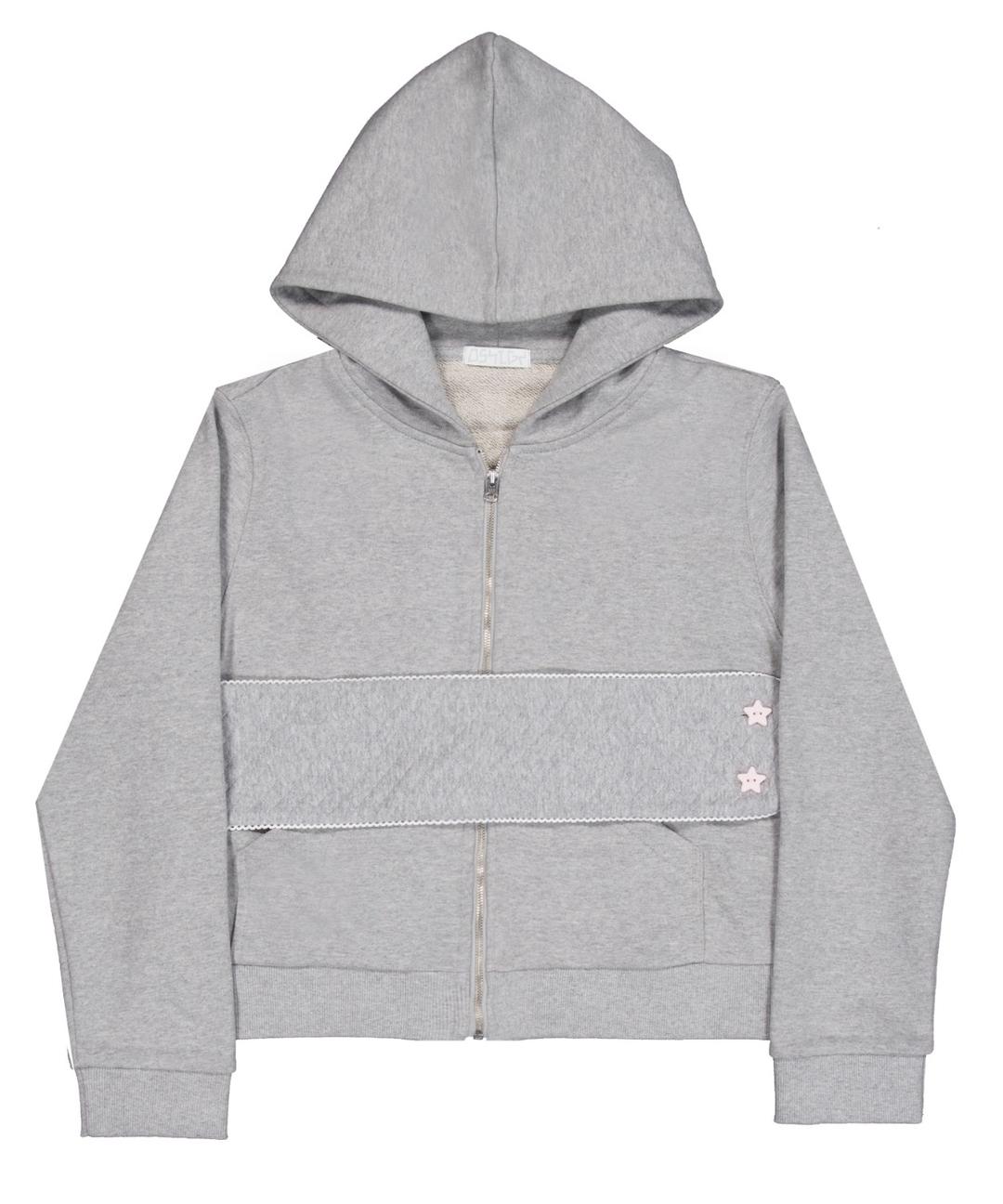 Band Hood Zip Up Grey