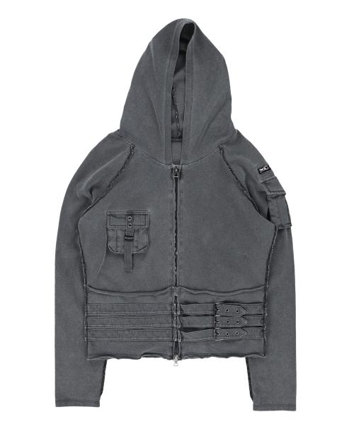 TCM vintage pocket hooded zip-up (charcoal)