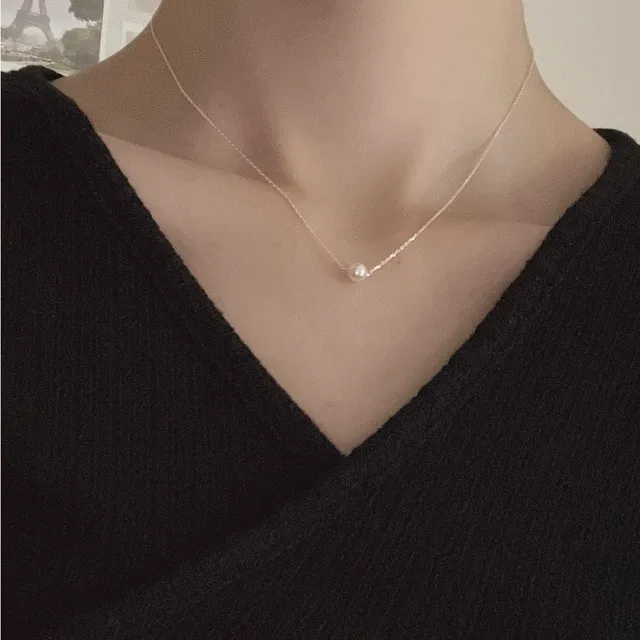 [silver925] 스와로브스키 진주 은목걸이